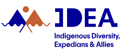 Indigenous Diversity, Expedians & Allies (IDEA) logo with blue and brown colors