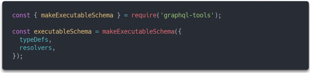 makeExecutableSchema example from Apollo’s graphql-tools documentation